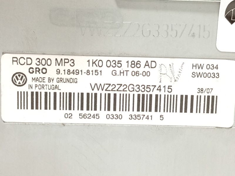 Recambio de sistema audio / radio cd para volkswagen passat b6 (3c2) 2.0 fsi referencia OEM IAM 1K0035186AD  