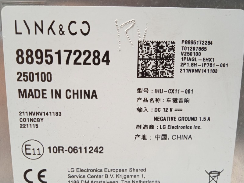 Recambio de sistema audio / radio cd para lynk & co 01 phev referencia OEM IAM 8895172284  