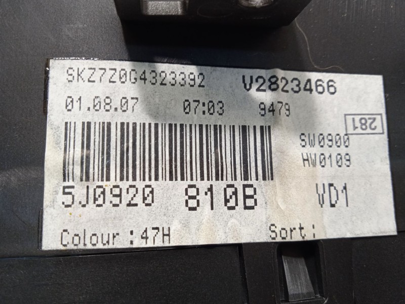Recambio de cuadro instrumentos para skoda fabia ii (542) 1.4 referencia OEM IAM 5J0920810B 5J0920810BKD0 