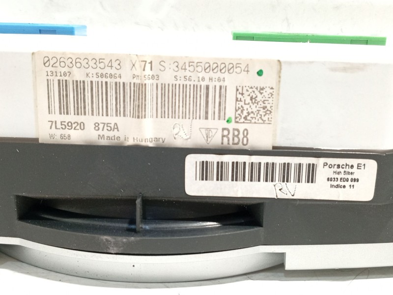 Recambio de cuadro instrumentos para porsche cayenne (9pa) s 4.8 referencia OEM IAM 7L5920875A  0263633543
