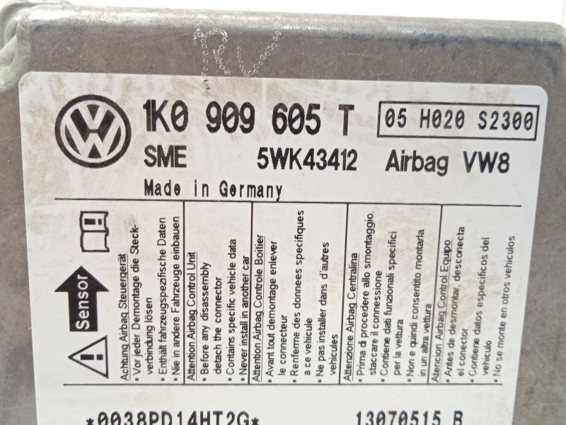 Recambio de centralita airbag para volkswagen jetta iii (1k2) 1.6 fsi referencia OEM IAM 1K0909605T  5WK43412