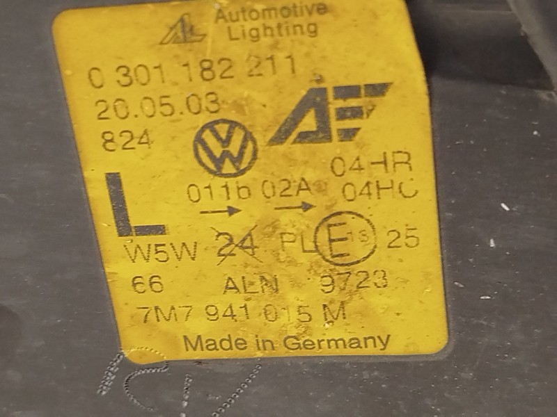 Recambio de faro izquierdo para seat alhambra (7v8, 7v9) 1.9 tdi referencia OEM IAM 7M7941015M  0301182211