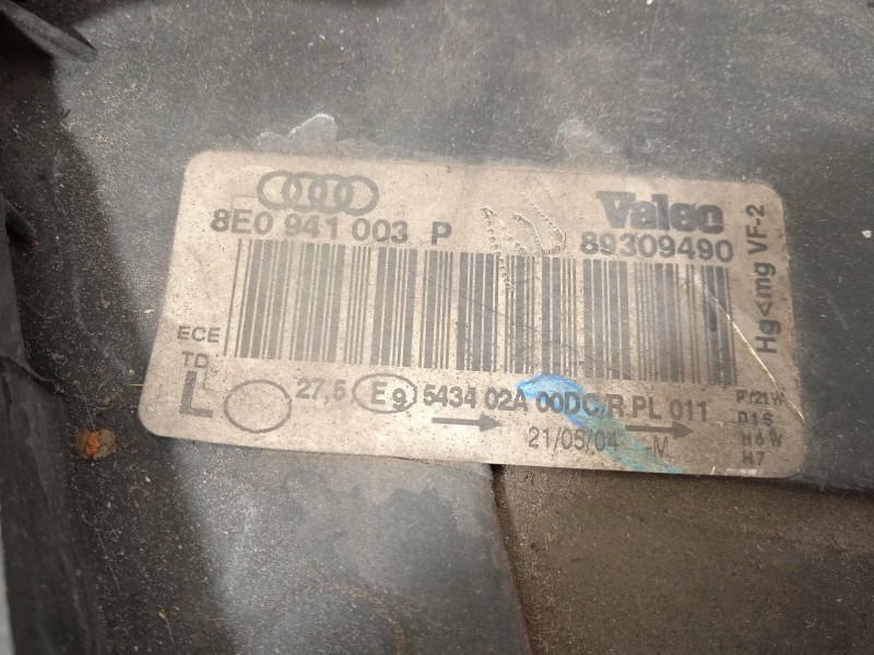 Recambio de faro izquierdo para audi a4 b7 (8ec) 1.8 t referencia OEM IAM 8E0941003P 8E0941029T 89309490
