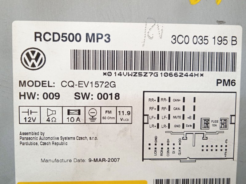 Recambio de sistema audio / radio cd para volkswagen passat b6 (3c2) 2.0 fsi referencia OEM IAM 3C0035195B  