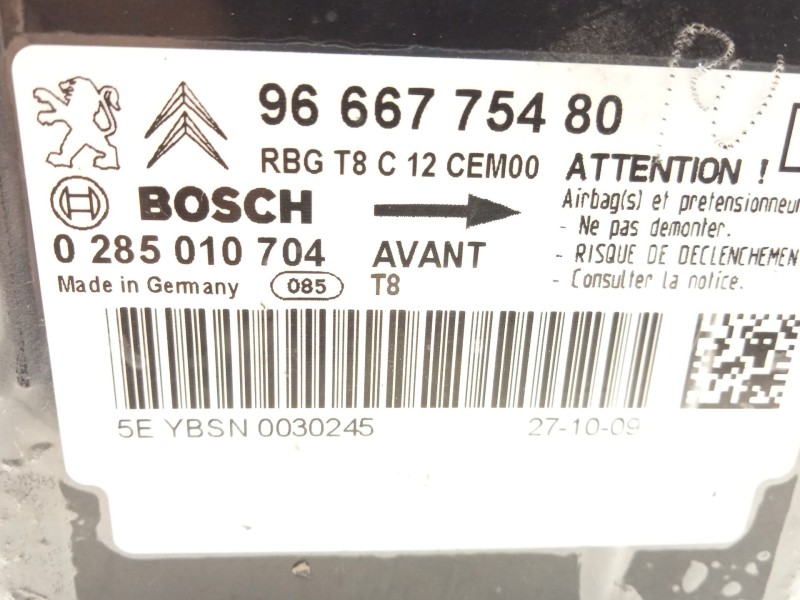 Recambio de centralita airbag para peugeot 5008 (0u_, 0e_) 1.6 hdi referencia OEM IAM 9666775480  0285010704