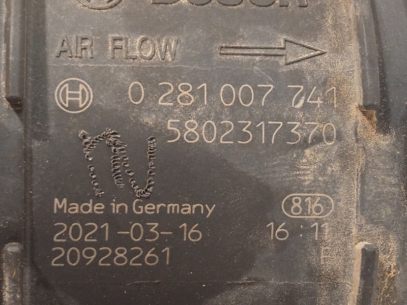 Recambio de caudalimetro para iveco daily vi furgoneta 33s16, 35s16, 35c16, 40c16, 50c16 referencia OEM IAM 5802317370  02810077