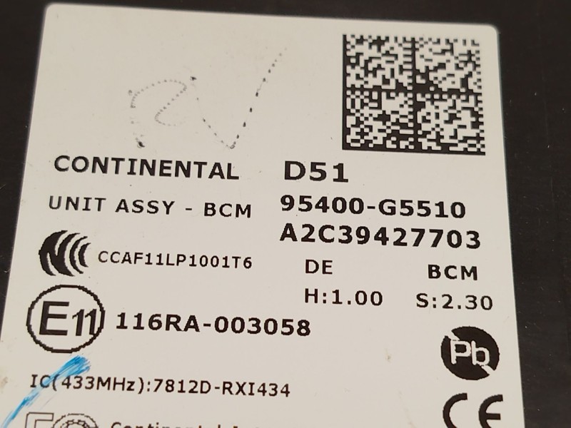 Recambio de modulo electronico para kia niro i (de) 1.6 gdi hybrid referencia OEM IAM 95400G5510  A2C39427703