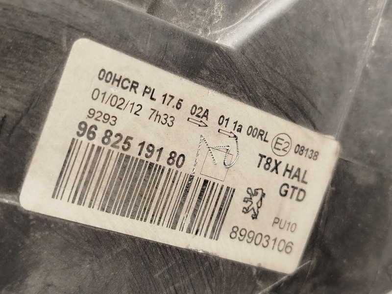 Recambio de faro izquierdo para peugeot 5008 (0u_, 0e_) 1.6 hdi referencia OEM IAM 9682519180 6208N9 89903106