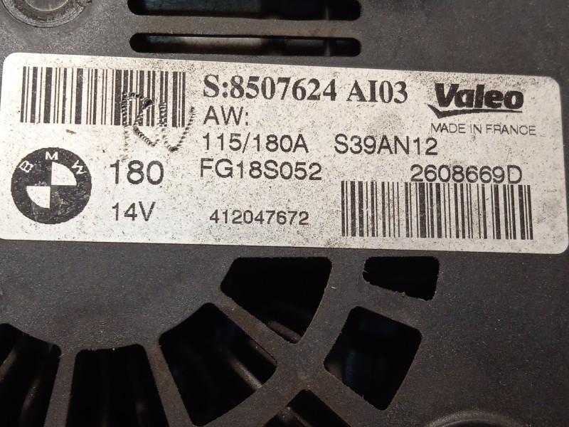 Recambio de alternador para bmw x1 (e84) sdrive 18 d referencia OEM IAM 8507624 12318507624 FG18S052