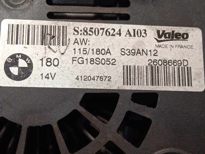 Recambio de alternador para bmw x1 (e84) sdrive 18 d referencia OEM IAM 8507624 12318507624 FG18S052