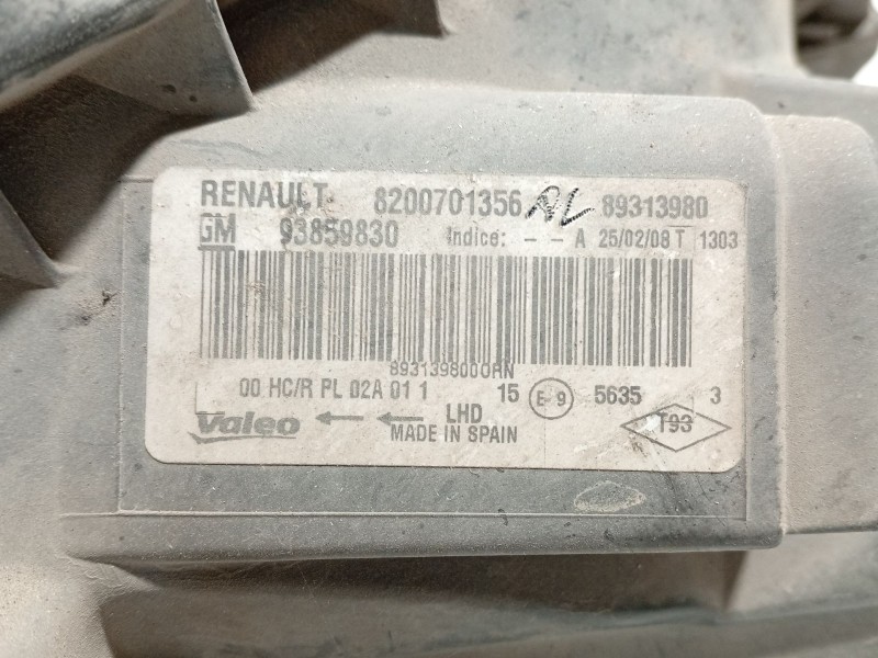 Recambio de faro derecho para nissan primastar autobús (x83) dci 120 referencia OEM IAM 8200701356 93859830 89313980