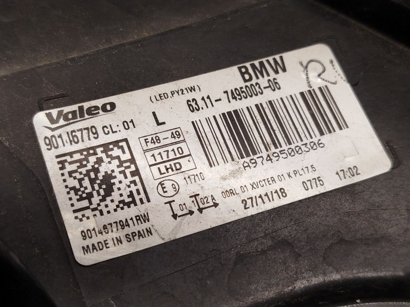 Recambio de faro izquierdo para bmw x1 (f48) sdrive 18 i referencia OEM IAM 63117495003 63117436461 90146779