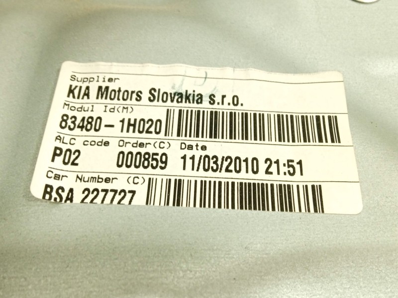 Recambio de elevalunas trasero derecho para kia cee´d hatchback (ed) 1.6 crdi 115 referencia OEM IAM 834801H020  