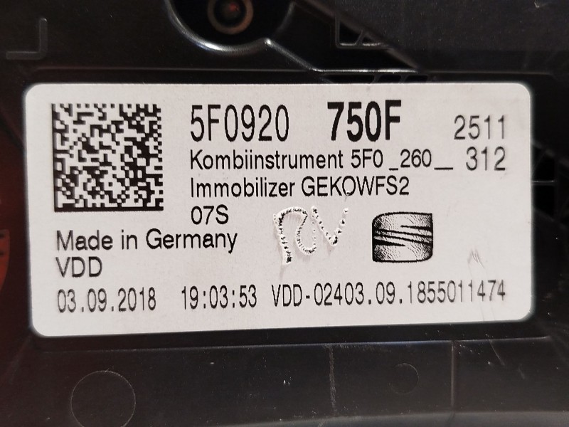 Recambio de cuadro instrumentos para seat ateca (kh7, khp) 1.5 tsi referencia OEM IAM 5F0920750F  
