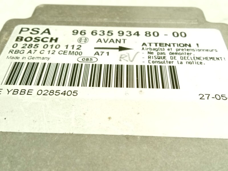 Recambio de centralita airbag para peugeot 207/207+ (wa_, wc_) 1.6 hdi referencia OEM IAM 9663593480  0285010112