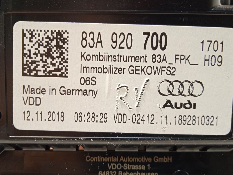 Recambio de cuadro instrumentos para audi q3 sportback (f3n) 35 tdi referencia OEM IAM 83A920700  A2C12973300
