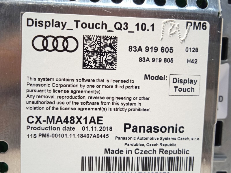 Recambio de pantalla multifuncion para audi q3 sportback (f3n) 35 tdi referencia OEM IAM 83A919605  CXMA48X1AE