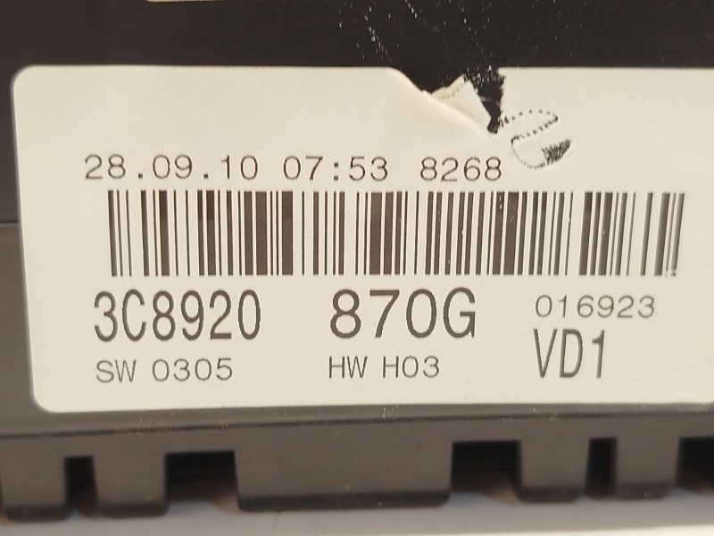 Recambio de cuadro instrumentos para volkswagen passat cc b6 (357) 2.0 tdi referencia OEM IAM 3C8920870G  