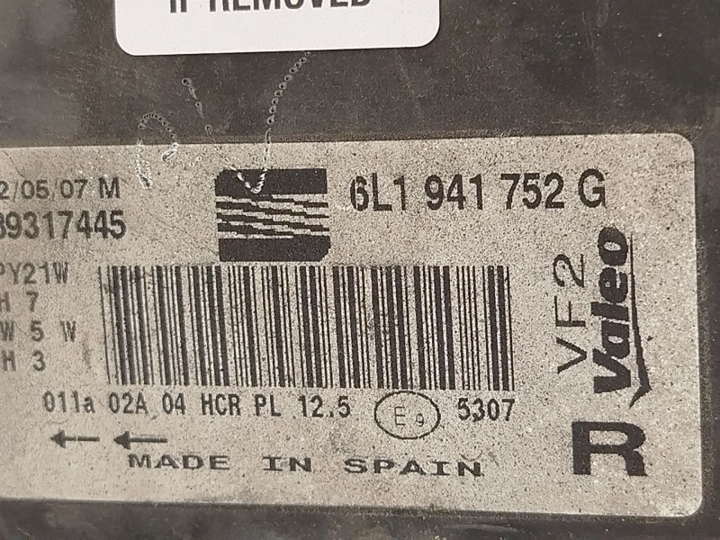 Recambio de faro derecho para seat ibiza iii (6l1) 1.4 16v referencia OEM IAM 6L1941752G  89317445