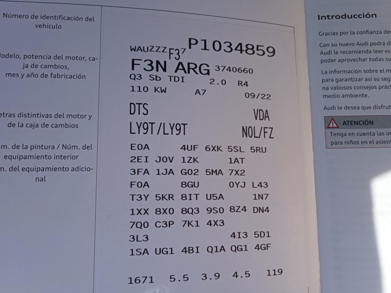 audi q3 sportback (f3n) del año 2022