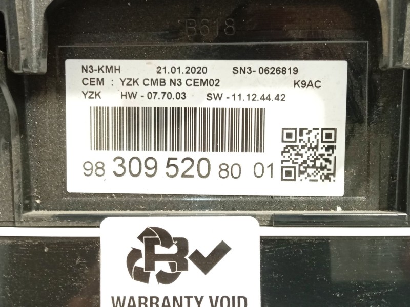 Recambio de cuadro instrumentos para citroën berlingo (er_, ec_) 1.5 bluehdi 100 referencia OEM IAM 9830952080  