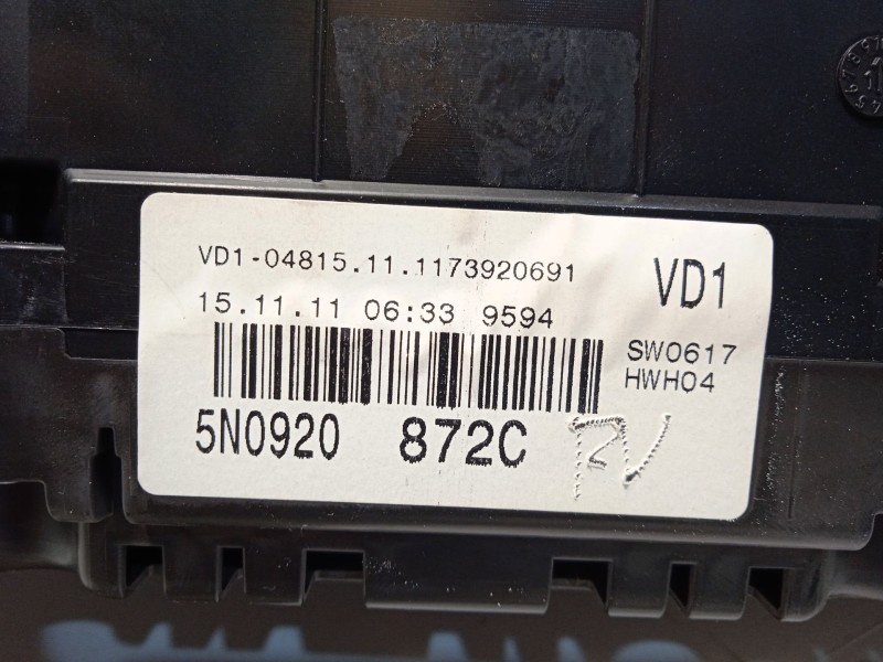 Recambio de cuadro instrumentos para volkswagen tiguan (5n_) 2.0 tdi referencia OEM IAM 5N0920872C  