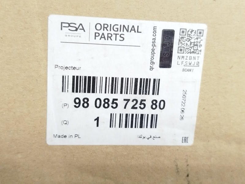 Recambio de faro derecho para peugeot expert combi standard referencia OEM IAM 9808572580  