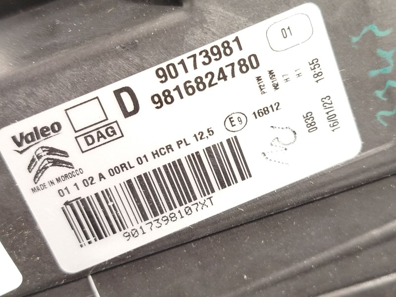 Recambio de faro derecho para citroën berlingo furgoneta/monovolumen (k9) e-berlingo referencia OEM IAM 9816824780  90173981
