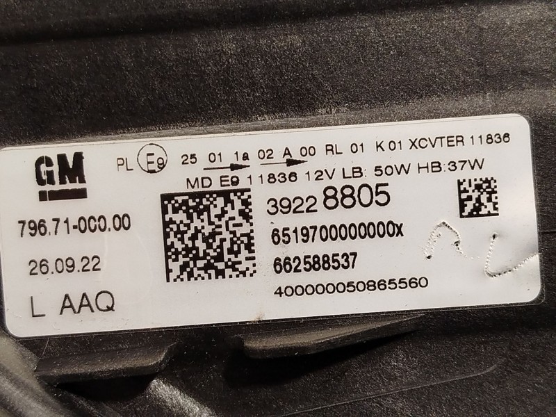 Recambio de faro izquierdo para opel astra k (b16) 1.6 cdti (68) referencia OEM IAM 39228805  7967100000