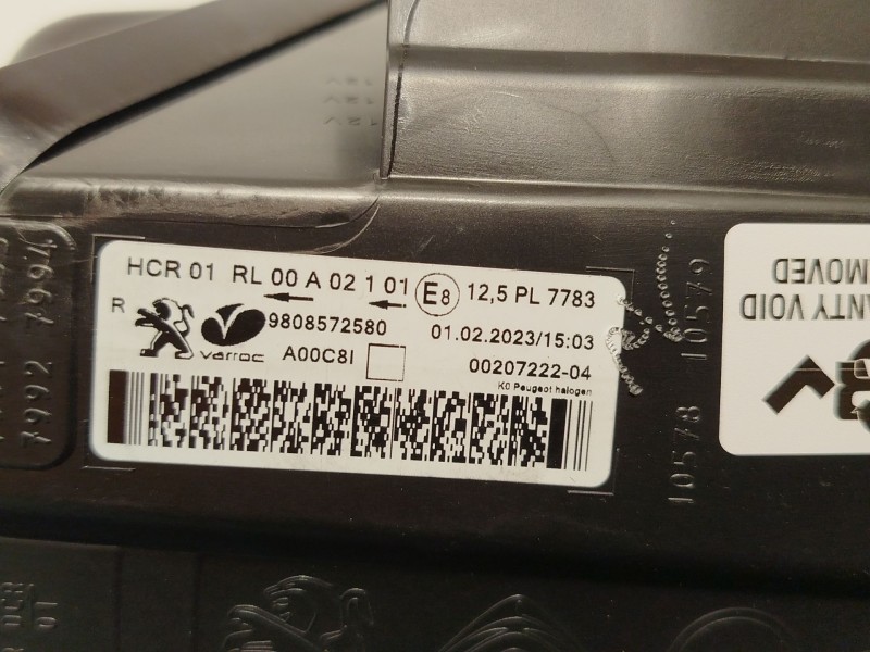 Recambio de faro derecho para peugeot expert combi standard referencia OEM IAM 9808572580  