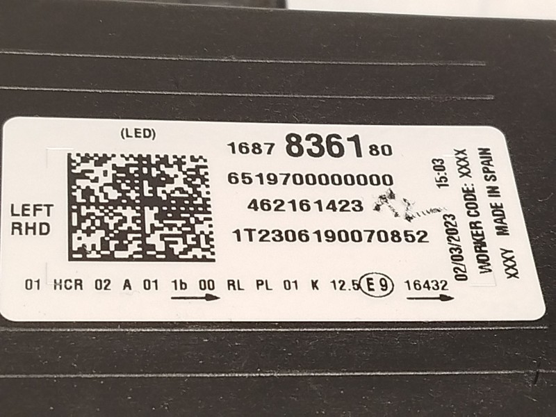 Recambio de faro izquierdo para opel crossland x / crossland (p17, p2qo) 1.2 (75) referencia OEM IAM 1687836180  