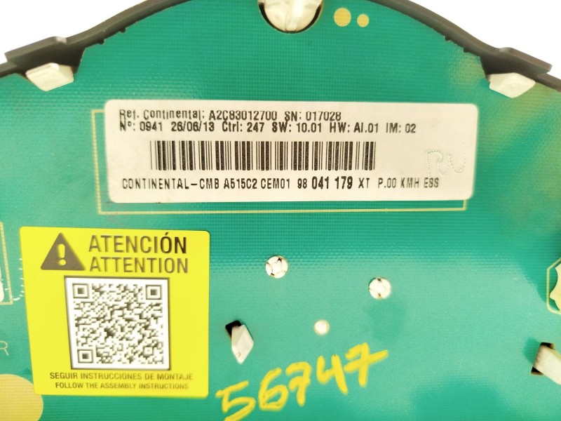 Recambio de cuadro instrumentos para citroën c3 ii (sc_) 1.2 vti 82 referencia OEM IAM 98041179XT  A2C83012700