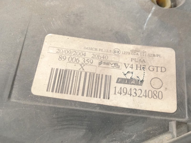 Recambio de faro izquierdo para fiat ulysse (179_) 2.2 jtd referencia OEM IAM 1494324080  89006359