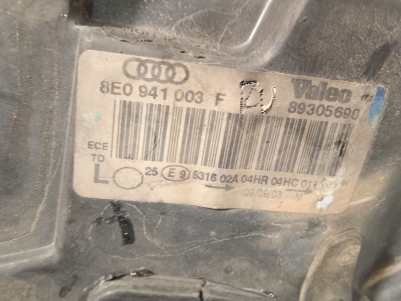 Recambio de faro izquierdo para audi a4 b6 (8e2) 1.9 tdi referencia OEM IAM 8E0941003F  89305690