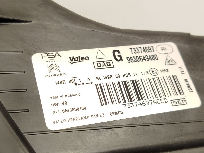 Recambio de faro izquierdo para citroën c4 iii 1.2 referencia OEM IAM 9830649480  73374697