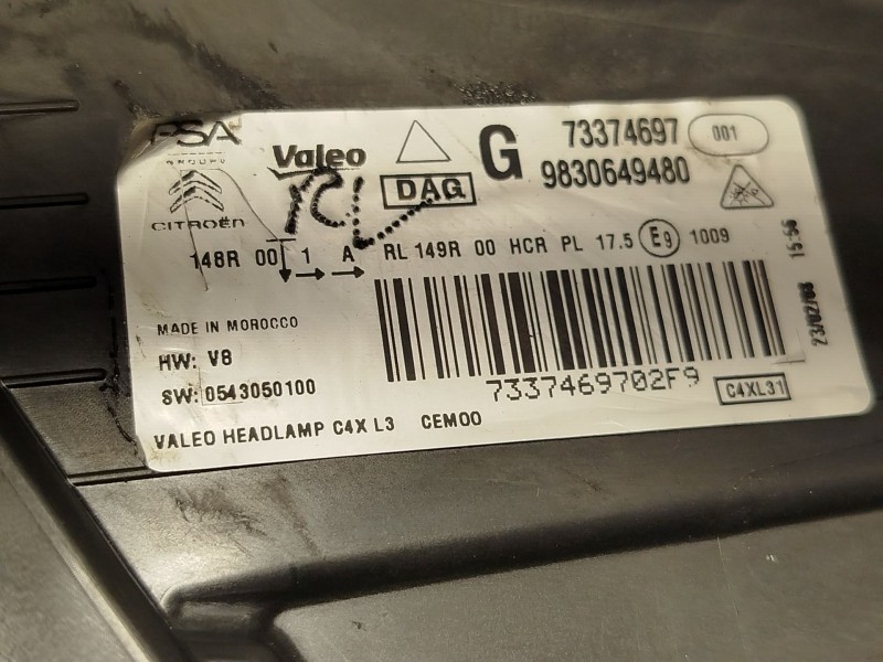 Recambio de faro izquierdo para citroën c4 iii 1.2 referencia OEM IAM 9830649480  73374697