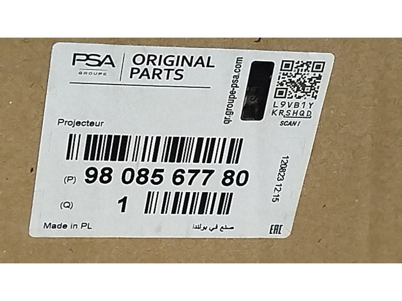 Recambio de faro izquierdo para citroën jumpy fugón confort xl referencia OEM IAM 9808567780  