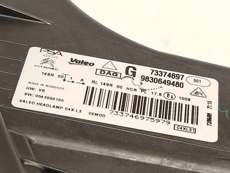 Recambio de faro izquierdo para citroën c4 iii 1.2 referencia OEM IAM 9830649480  73374697