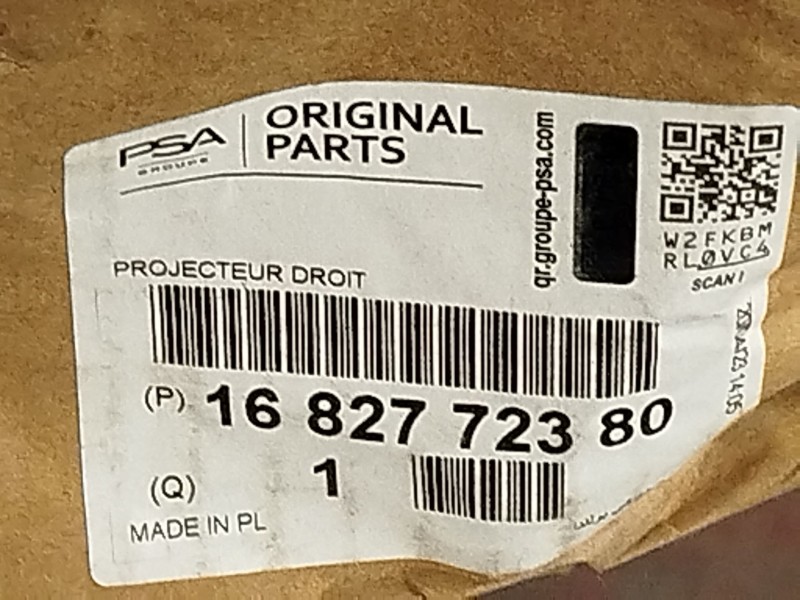 Recambio de faro derecho para peugeot 208 (p2) 1.5 blue-hdi fap referencia OEM IAM 1682772380  