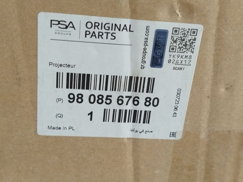 Recambio de faro derecho para citroën jumpy iii furgoneta (v_) 2.0 bluehdi 120 referencia OEM IAM 9808567680  