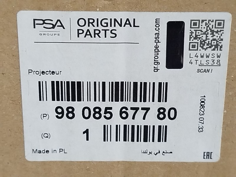 Recambio de faro izquierdo para citroën jumpy fugón confort xl referencia OEM IAM 9808567780  