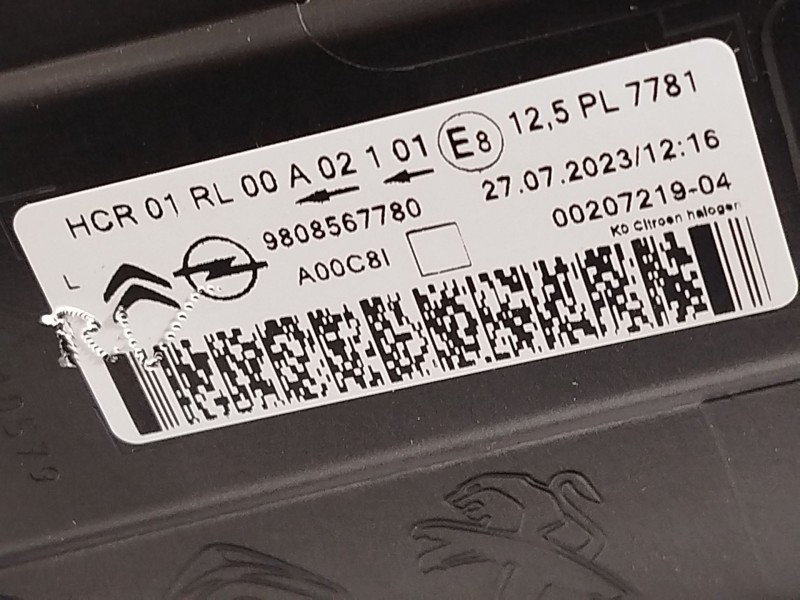 Recambio de faro izquierdo para citroën jumpy fugón confort xl referencia OEM IAM 9808567780  