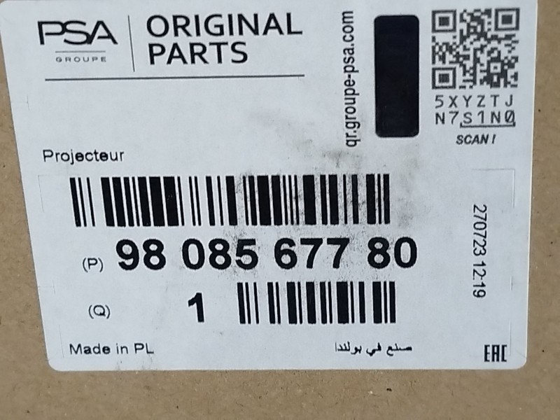 Recambio de faro izquierdo para citroën jumpy fugón confort xl referencia OEM IAM 9808567780  