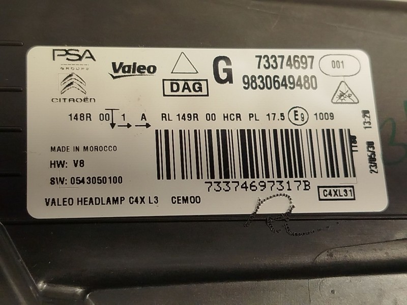 Recambio de faro izquierdo para citroën c4 iii 1.2 referencia OEM IAM 9830649480  73374697