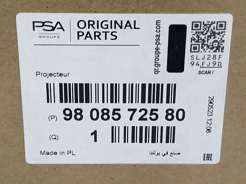 Recambio de faro derecho para peugeot expert combi standard referencia OEM IAM 9808572580  