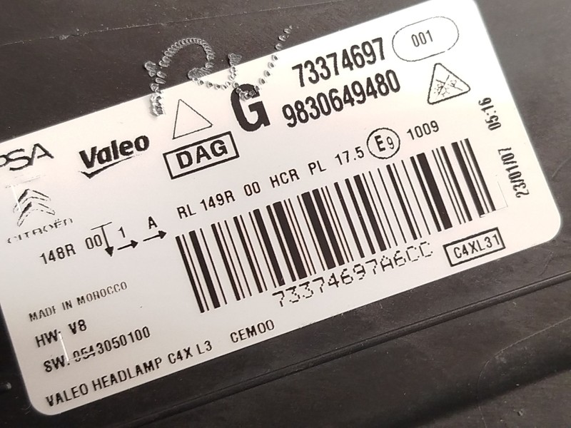 Recambio de faro izquierdo para citroën c4 iii 1.2 referencia OEM IAM 9830649480  73374697