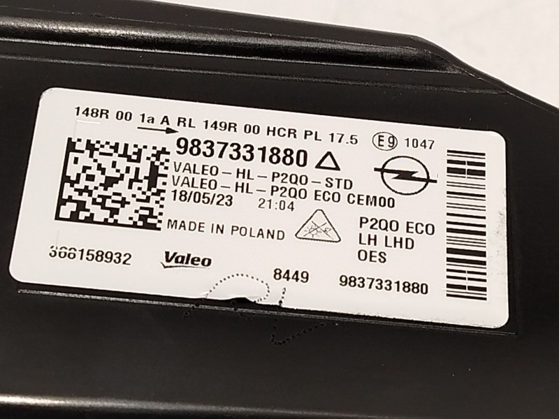 Recambio de faro izquierdo para opel mokka 1.2 (76) referencia OEM IAM 9837331880  368158932