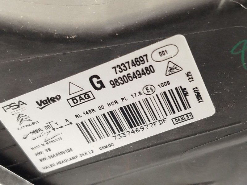 Recambio de faro izquierdo para citroën c4 iii 1.2 referencia OEM IAM 9830649480  73374697