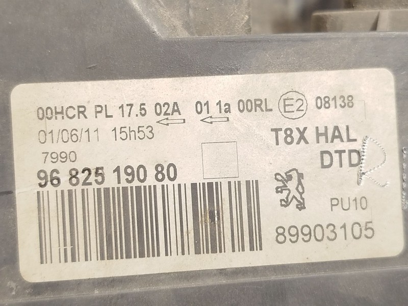 Recambio de faro derecho para peugeot 5008 (0u_, 0e_) 1.6 16v referencia OEM IAM 9682519080  89903105