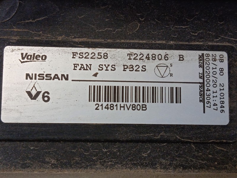 Recambio de electroventilador para nissan qashqai ii (j11, j11_) 1.5 dci referencia OEM IAM 21481HV80B T224806 FS2258